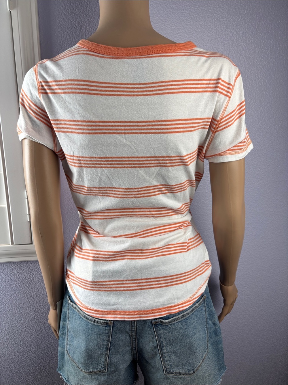 Beach Vibe Vintage stripe faux Henley cotton tee from the 90s 100% cotton